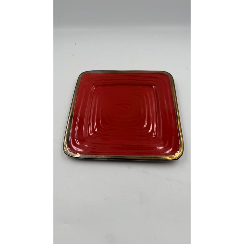 Set of 8 GIBSON ELITE Red Stoneware 9" Salad Plates